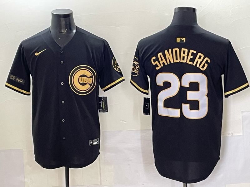 Men Chicago Cubs #23 Sandberg black Nike MLB 2025 Jersey 07